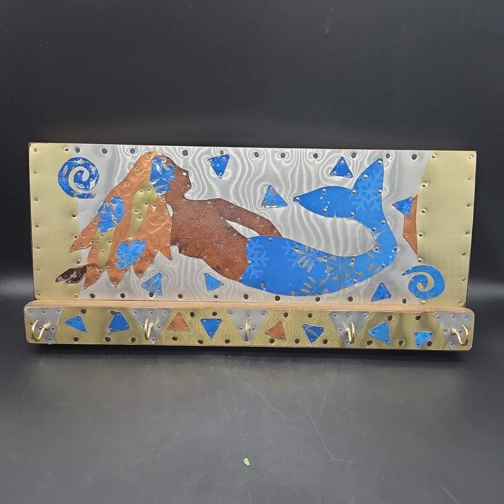 Mermaid Metal Folk Art Multi Hook Rack Made In USA By Hayley Nolte And Scot Ray